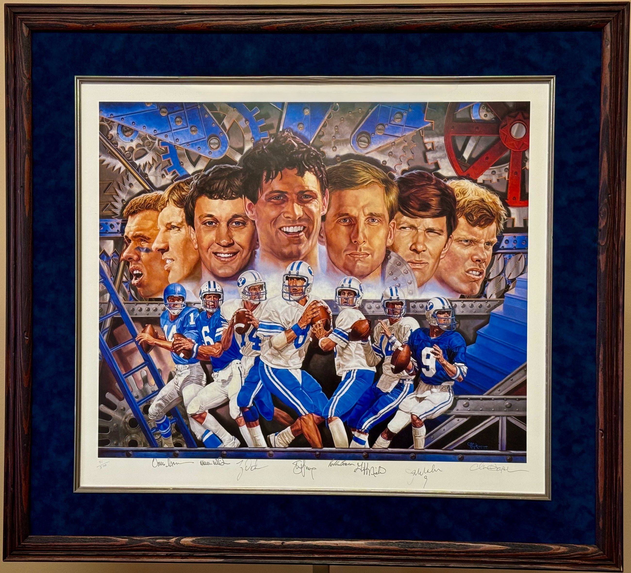 BYU Cougar QB Factory Multi-Signed Litho